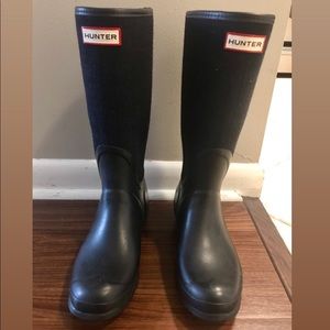 Hunter Navy Wool Rain or Snow Boots